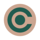 core firm logo that looks like a dot inside a letter C and a circle around it. the colours are in cream and green.