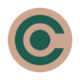 core firm logo that looks like a dot inside a letter C and a circle around it. the colours are in cream and green.